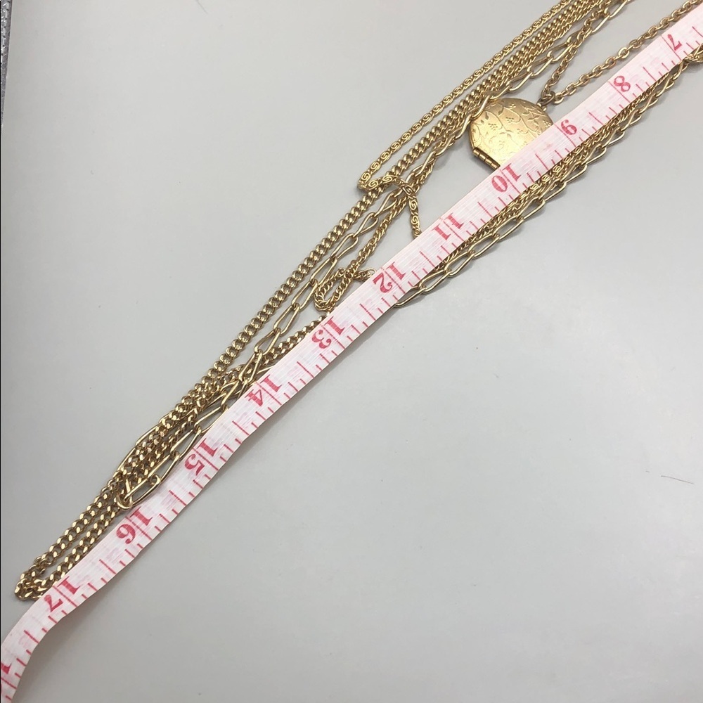 Vintage Citation Multi Layer Gold Tone Chain Necklace Locket Pendant Dressy Look - Picture 7 of 9